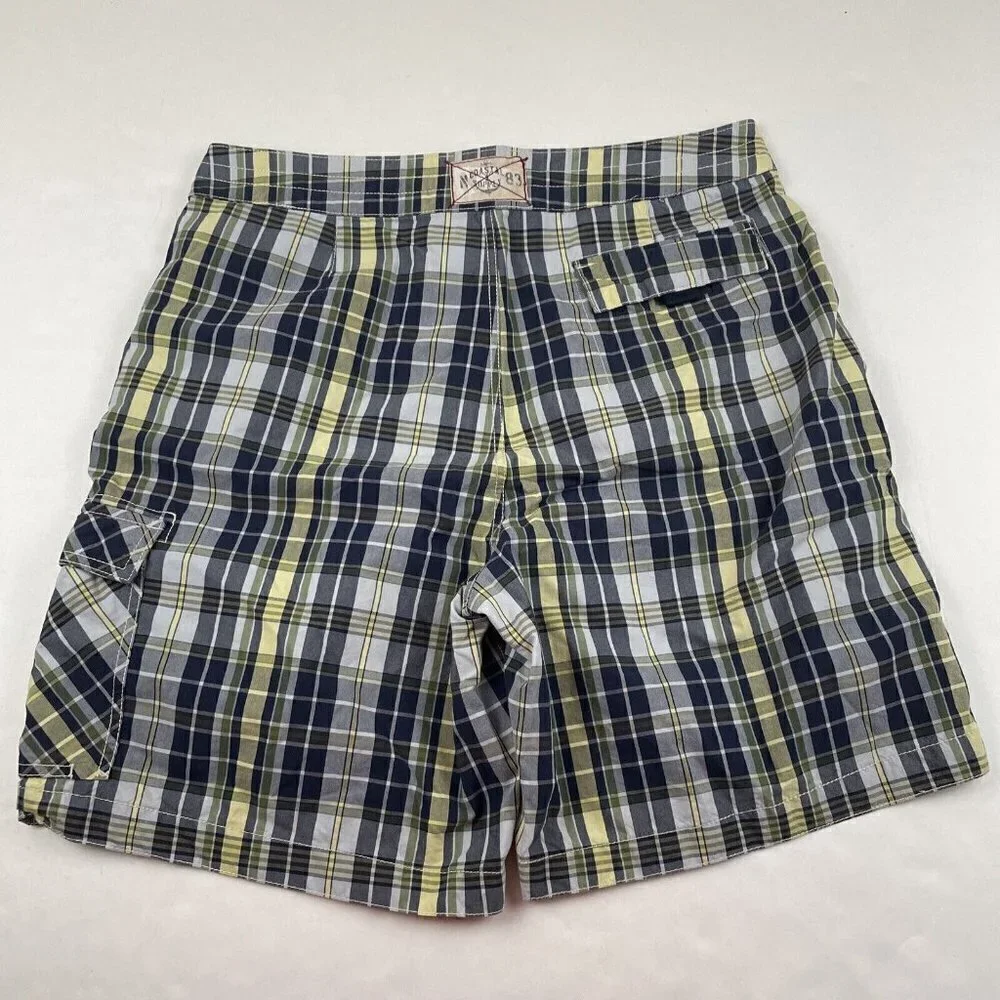 Nautica Boardshorts Swim Trunks Adult Mens 34 Blue Yellow Plaid Bathing Suit